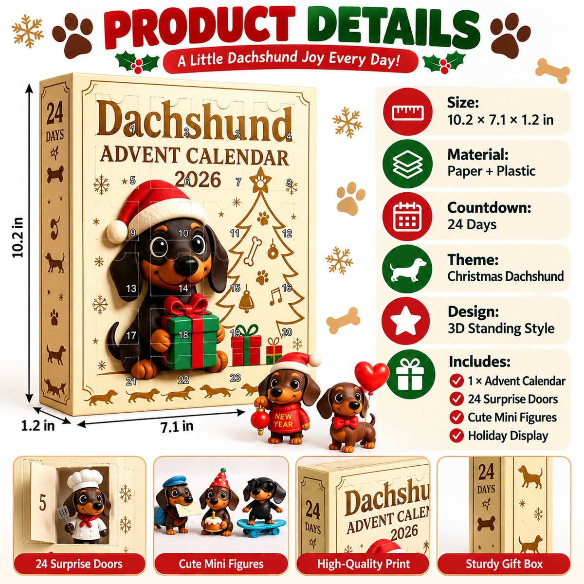 🐶🎄 Dachshund Advent Calendar — Unbox a Cute Pup Surprise Every Day Till Christmas!
