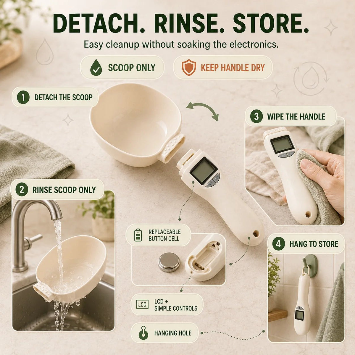 ⚡ 50% OFF Digital Kitchen Scoop Scale – Scoop, Weigh & Pour 🥄