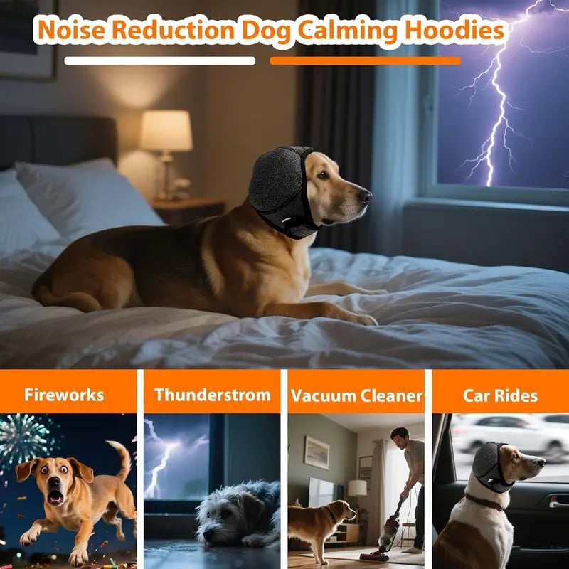 🐶 Dog Calming Hoodie Ear Wraps for Dogs, Waterproof Dogs Swim Cap