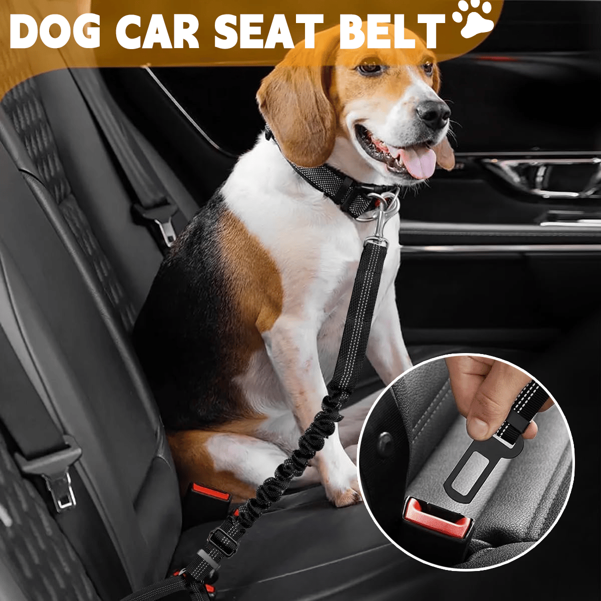 2-Pack Pet Dog & Cat Seat Belts for Cars, Adjustable Safety Leash/Harness Compatible with Vehicle Headrests