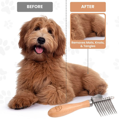 🌹Dog Dematting Brush & Undercoat Rake – Say Goodbye to Tangles, Hello to Smooth Fur! ✨
