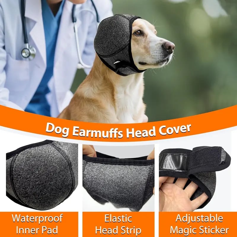 🐶 Dog Calming Hoodie Ear Wraps for Dogs, Waterproof Dogs Swim Cap