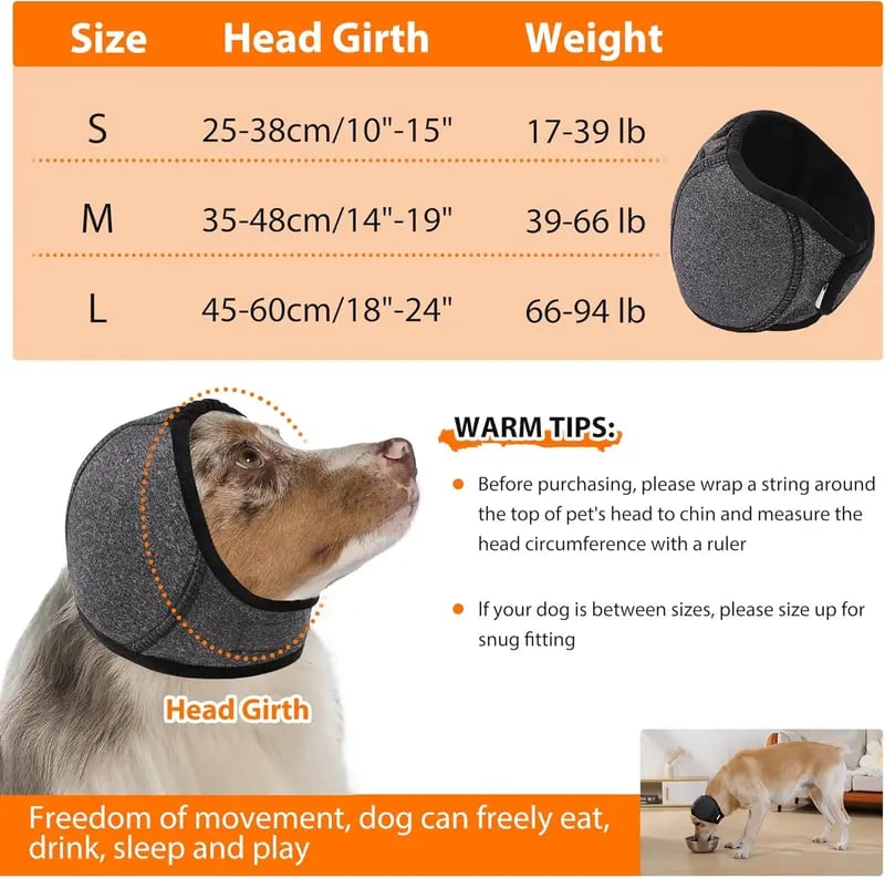 🐶 Dog Calming Hoodie Ear Wraps for Dogs, Waterproof Dogs Swim Cap
